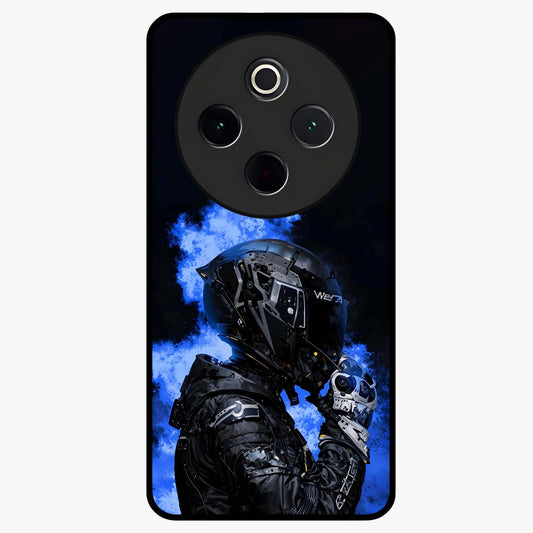 Cyber Sentinel Protocol Glass Case showing flat back view with futuristic cyber themed artwork and glossy glass finish.