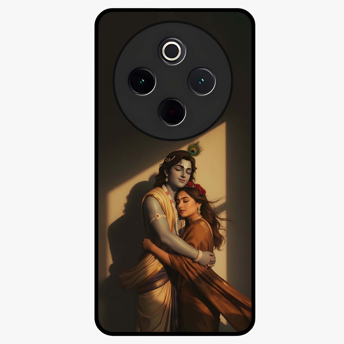 Divine Eternal Love Glass Case showing flat back view with spiritual love themed artwork and glossy glass finish.