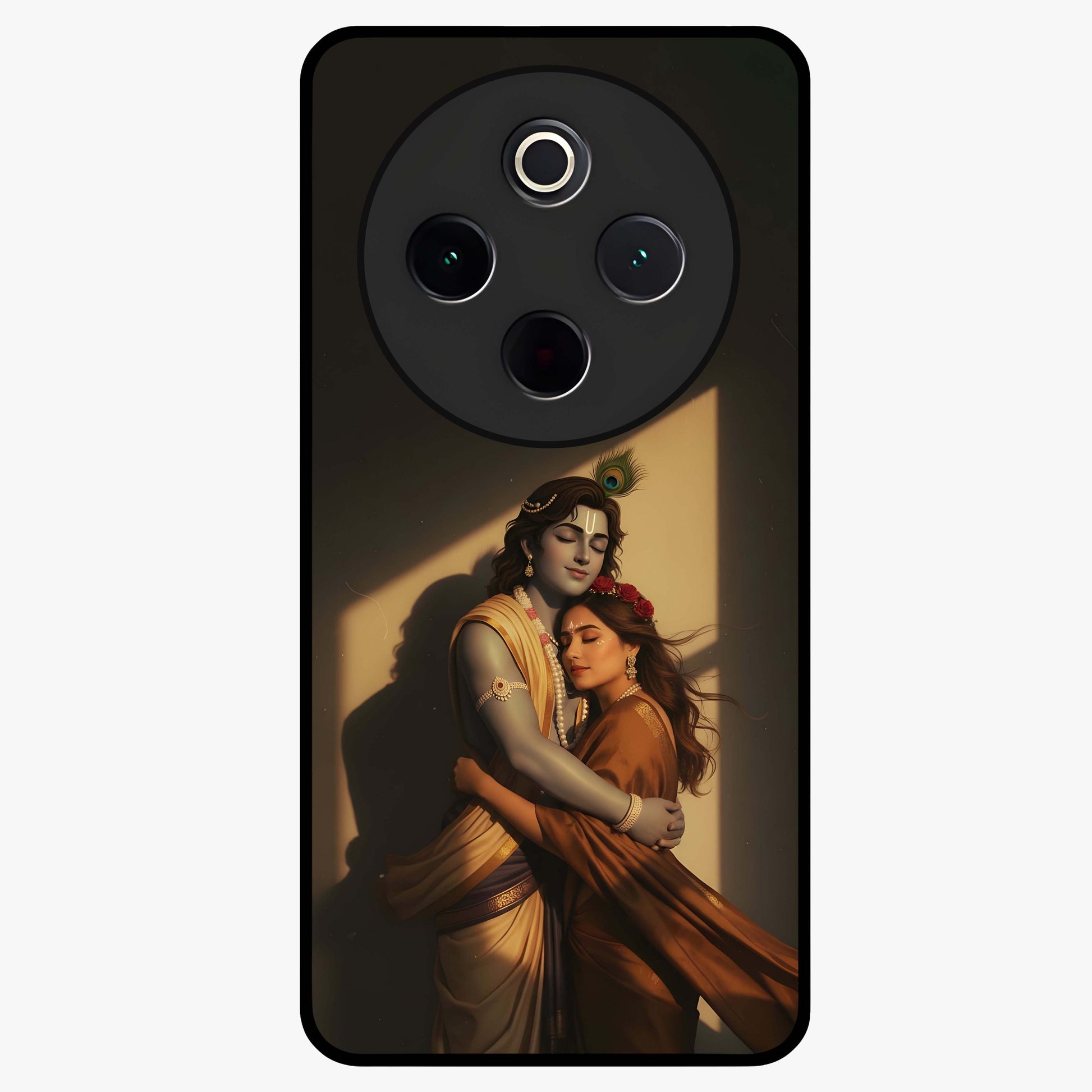 Divine Eternal Love Glass Case showing flat back view with spiritual love themed artwork and glossy glass finish.