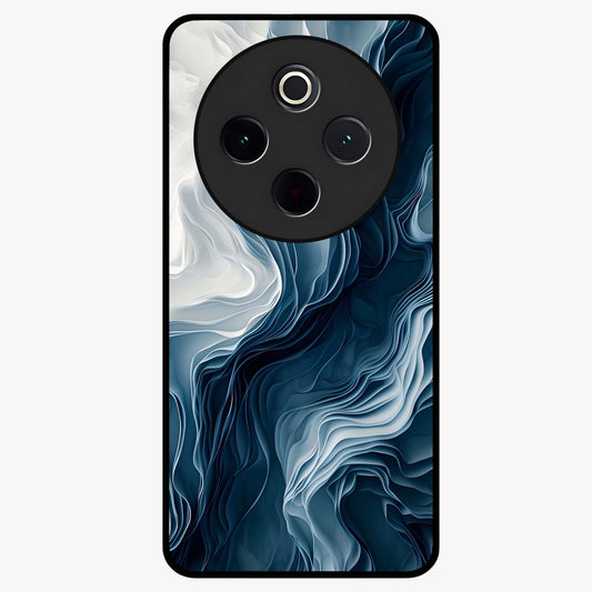 Ethereal Paper Marble Glass Case showing flat back view with soft marble paper texture artwork and glossy glass finish.