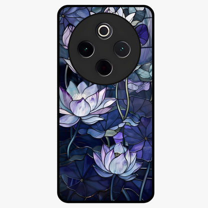 Gloss Petal Rush Glass Case showing flat back view with glossy flower petal artwork and smooth glass finish.