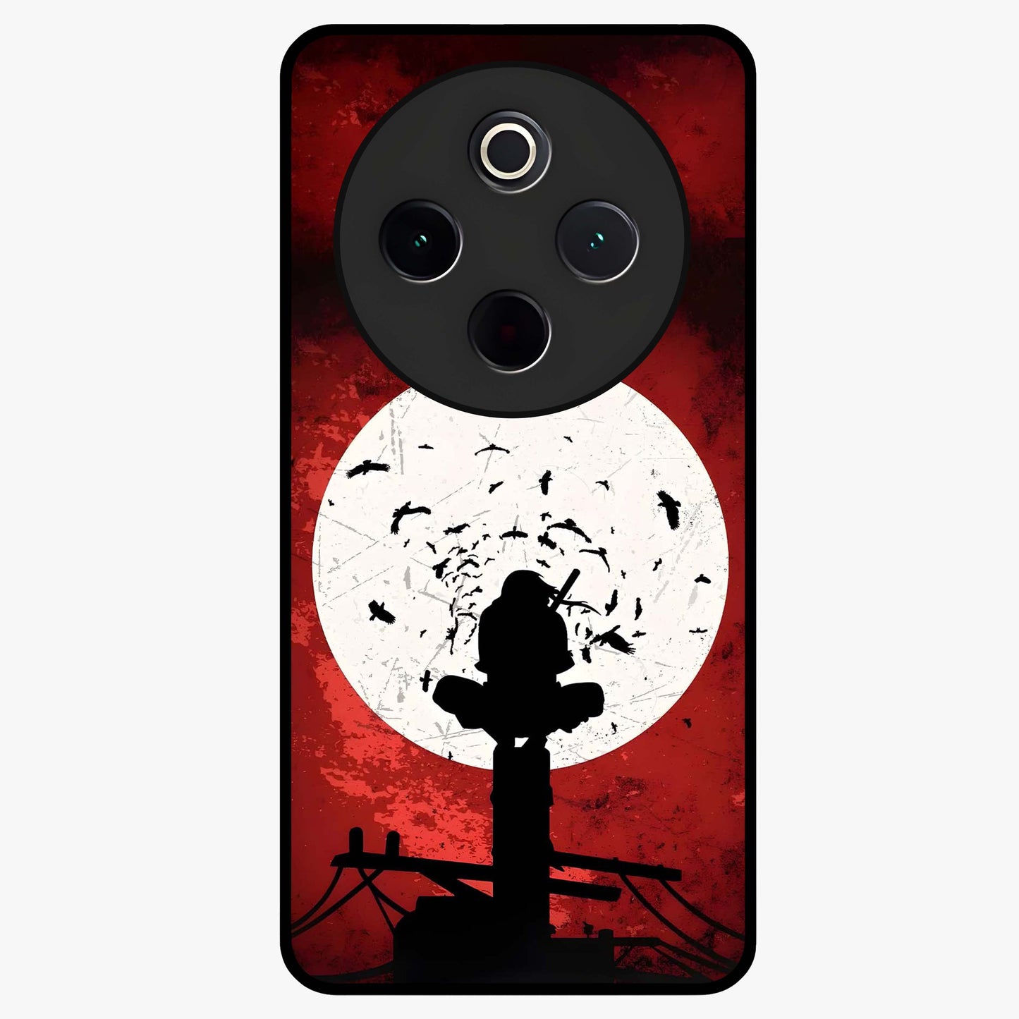 Itachi Limited Edition Naruto Anime Glass Case showing flat back view with iconic anime character artwork and glossy glass finish.