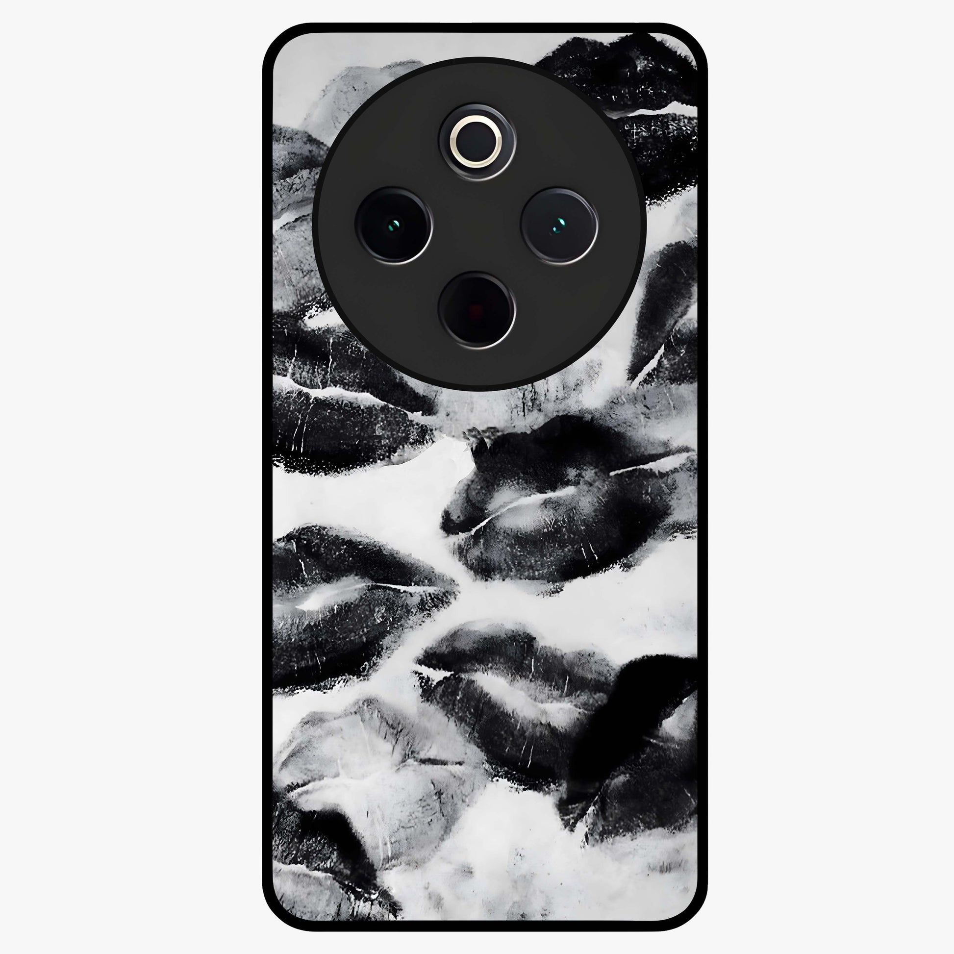 Midnight Kiss Marks Glass Case showing flat back view with lipstick kiss mark artwork and glossy glass finish.