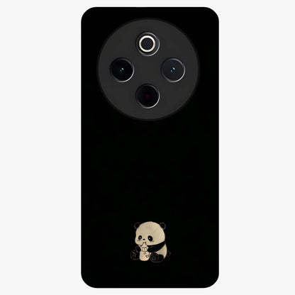 Midnight Panda Love Glass Case showing flat back view with cute panda themed artwork and glossy glass finish.