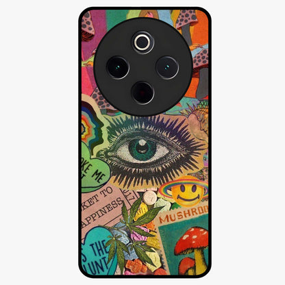 Mystic Eye Wonderland Glass Case showing flat back view with mystical eye themed artwork and glossy glass finish.