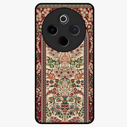 Persian Inspired Glass Case showing flat back view with ornate Persian style pattern artwork and glossy glass finish.