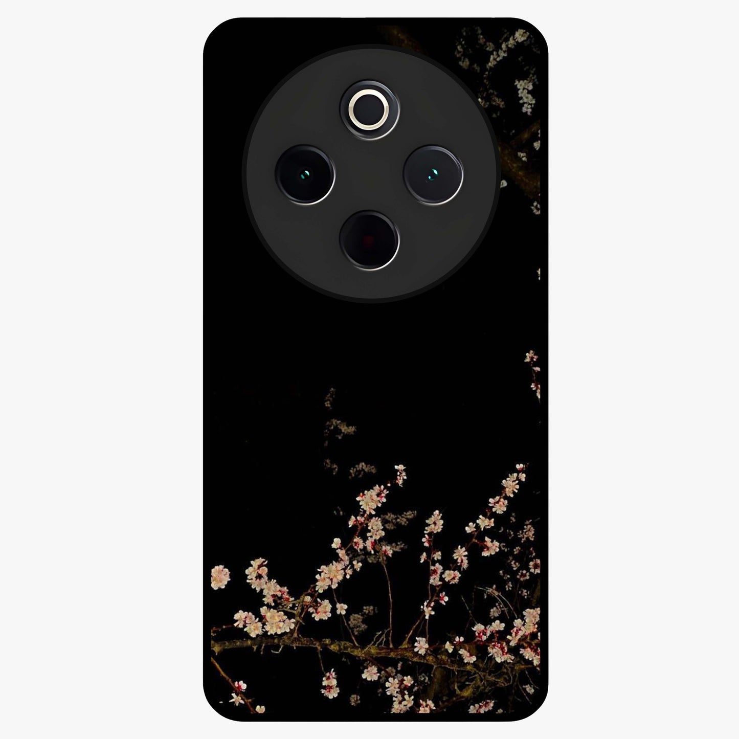 Petal Moon Light With Custom Name Glass Case showing flat back view with floral moonlight artwork and personalized name design.