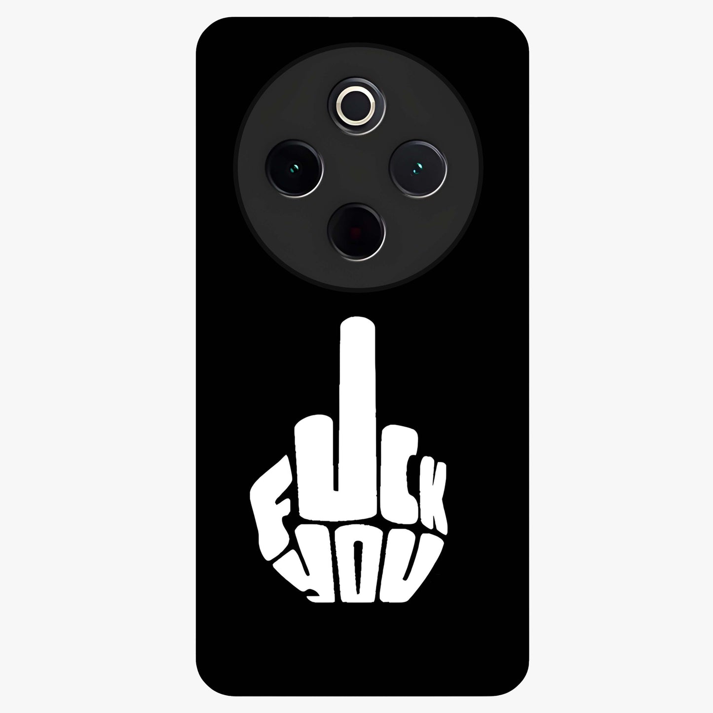 Rebel Mode On Glass Case showing flat back view with bold rebellious typography artwork and glossy glass finish.