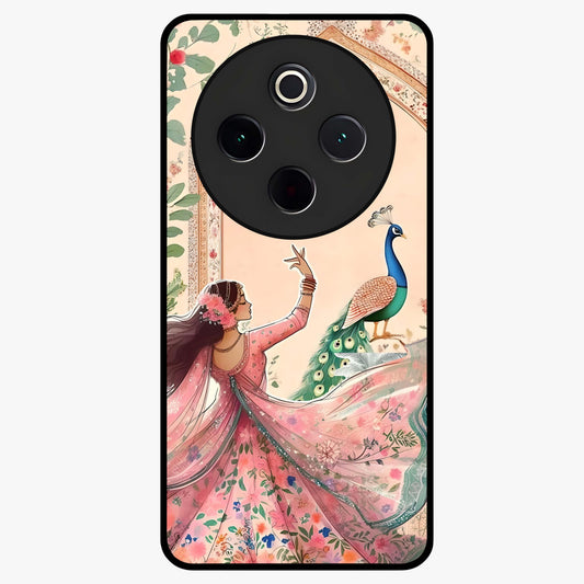 Royal Grace Muse Glass Case showing flat back view with elegant artistic artwork and glossy glass finish.