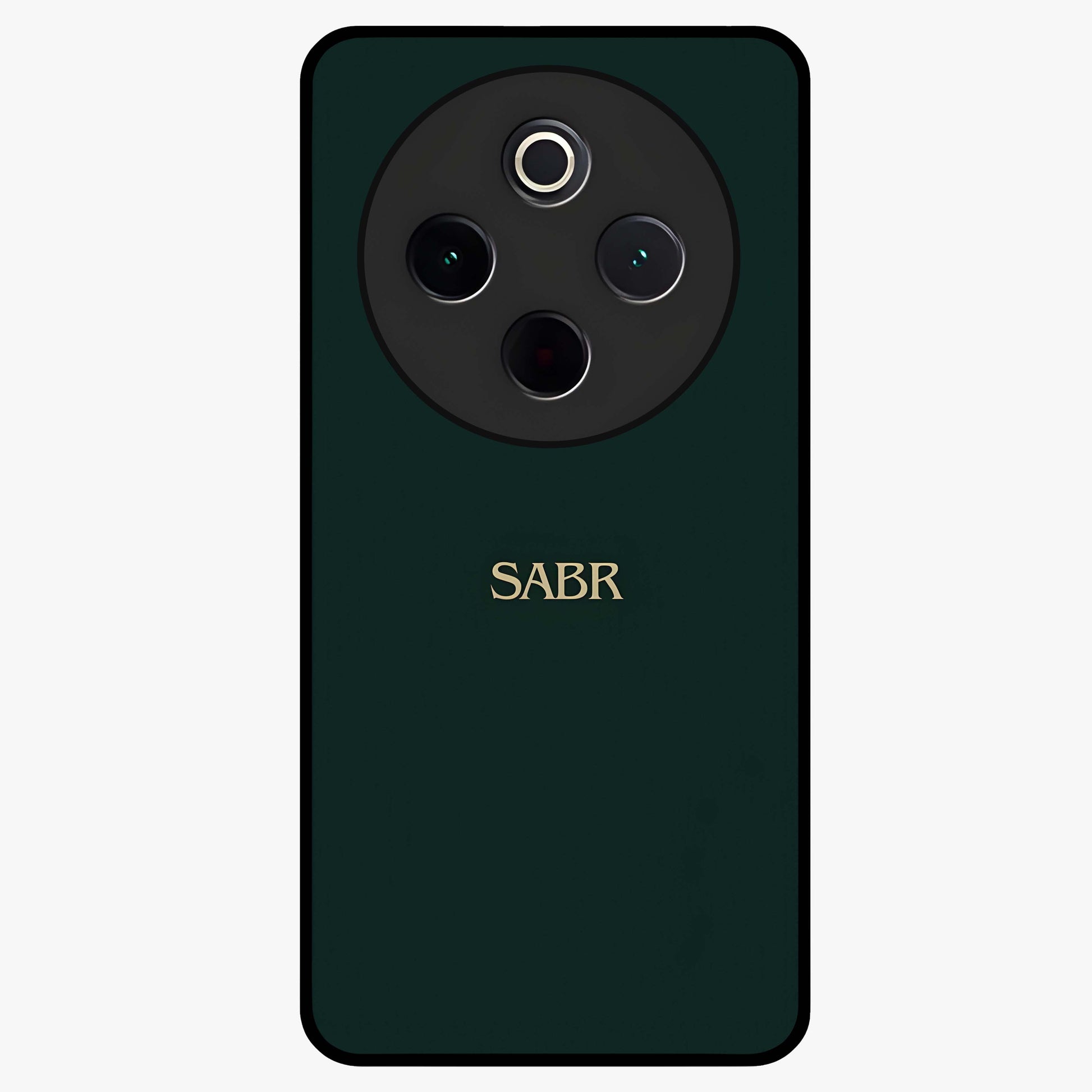 Sabr Minimal Patience Glass Case showing flat back view with minimalist typography artwork and glossy glass finish.