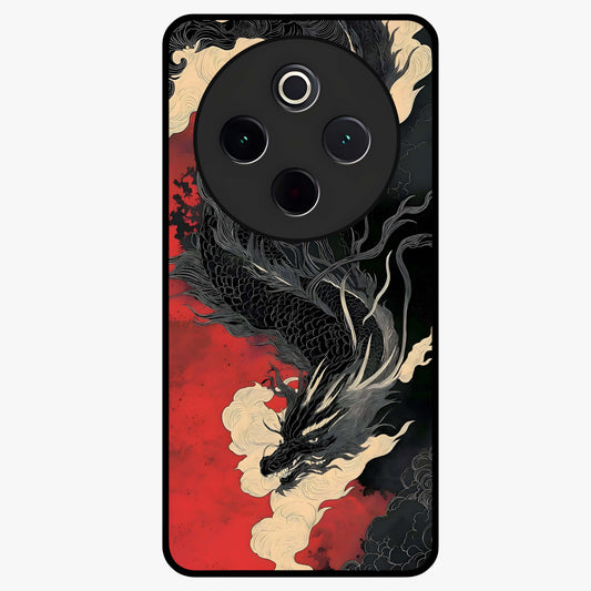 Shadow Dragon Fury Glass Case showing flat back view with fierce dragon artwork and glossy glass finish.