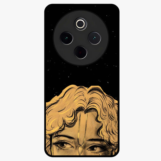 Shri Krishna Art Glass Case showing flat back view with devotional Krishna artwork and glossy glass finish.