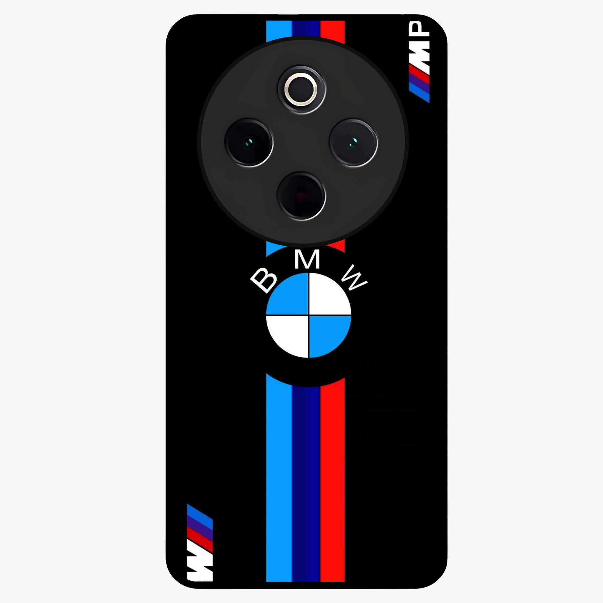 Turbo BMW Beast Glass Case showing flat back view with high performance sports car artwork and glossy glass finish.