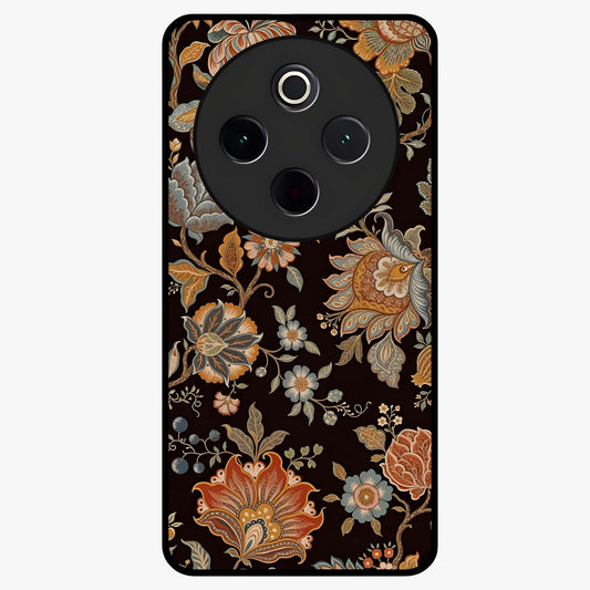 Vintage Floral Dream Glass Case showing flat back view with classic floral artwork and glossy glass finish.