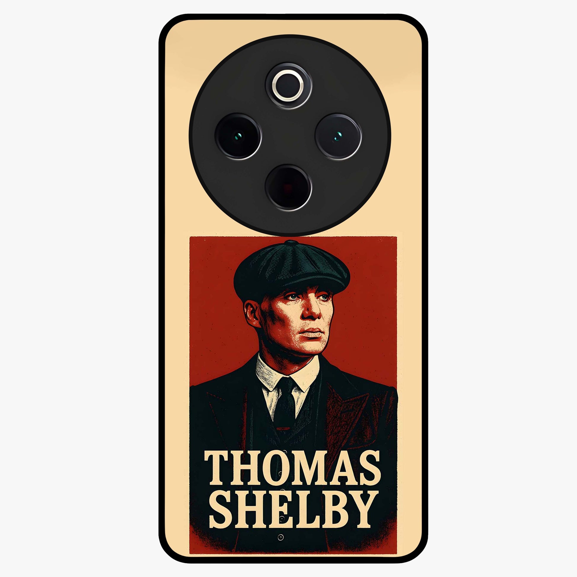 Vintage Mafia Authority Glass Case showing flat back view with bold vintage mafia inspired artwork and glossy glass finish.