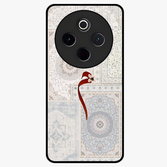 White Aesthetic Bow Glass Case showing flat back view with minimal bow artwork and glossy glass finish.