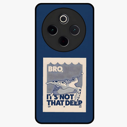 Worry Less Swim Glass Case showing flat back view with playful motivational artwork and glossy glass finish.