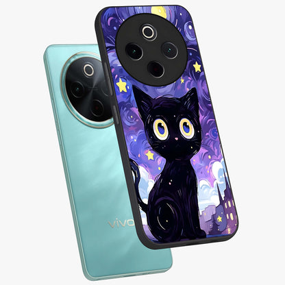 Abstract Cat Art Glass Case displayed in angled mockup highlighting modern abstract cat artwork and sleek glass surface.