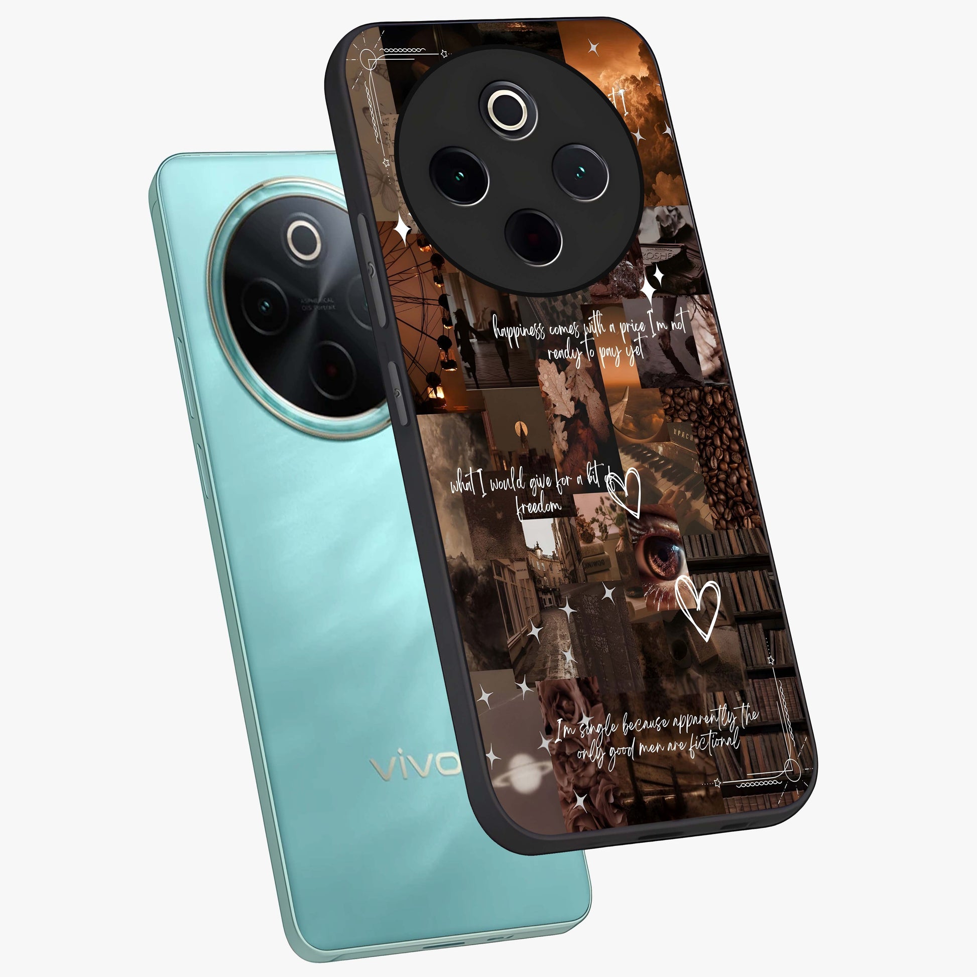 Bittersweet Aesthetic Chaos Glass Case displayed in angled mockup highlighting expressive abstract artwork and edgy aesthetic theme.