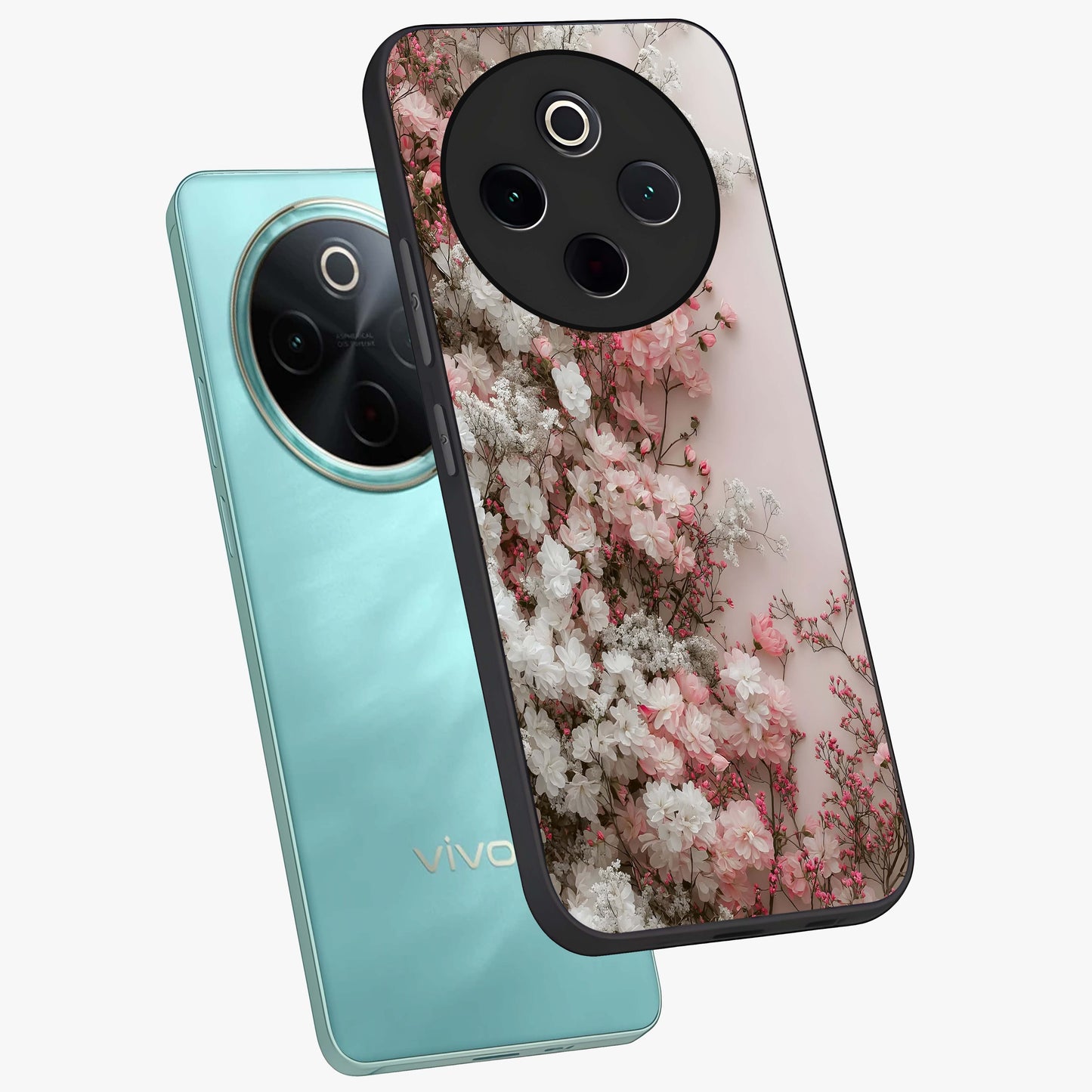 Blush Blossom Cloud Glass Case displayed in angled mockup highlighting soft cloud and blossom design with pastel aesthetic.