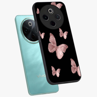 Butterfly Pattern Glass Case displayed in angled mockup highlighting delicate butterfly design and aesthetic pattern style.