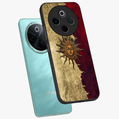 Crimson Sun Majesty Glass Case displayed in angled mockup highlighting majestic crimson sun design with bold aesthetic style.