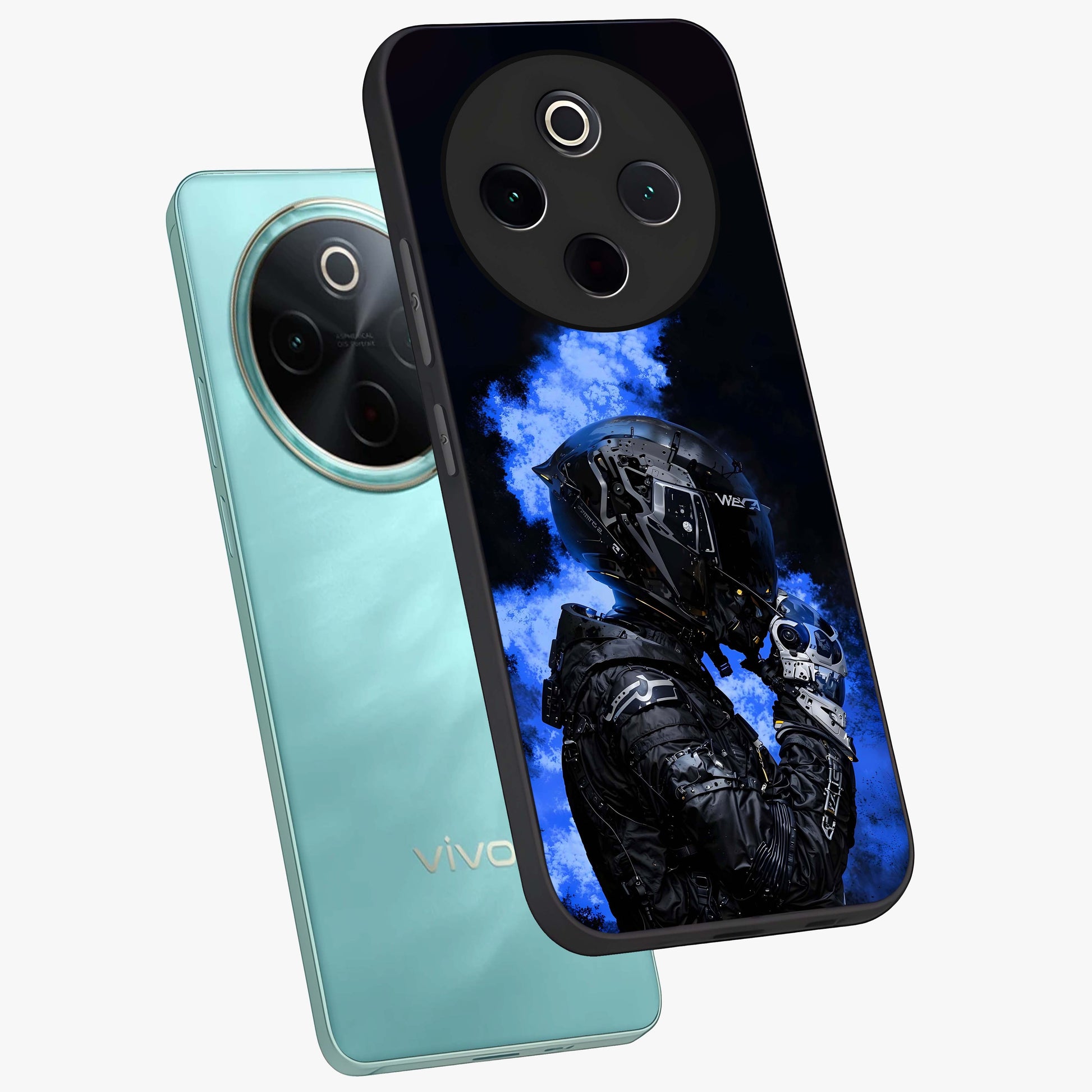 Cyber Sentinel Protocol Glass Case displayed in angled mockup highlighting digital cyber design with sci-fi aesthetic style.