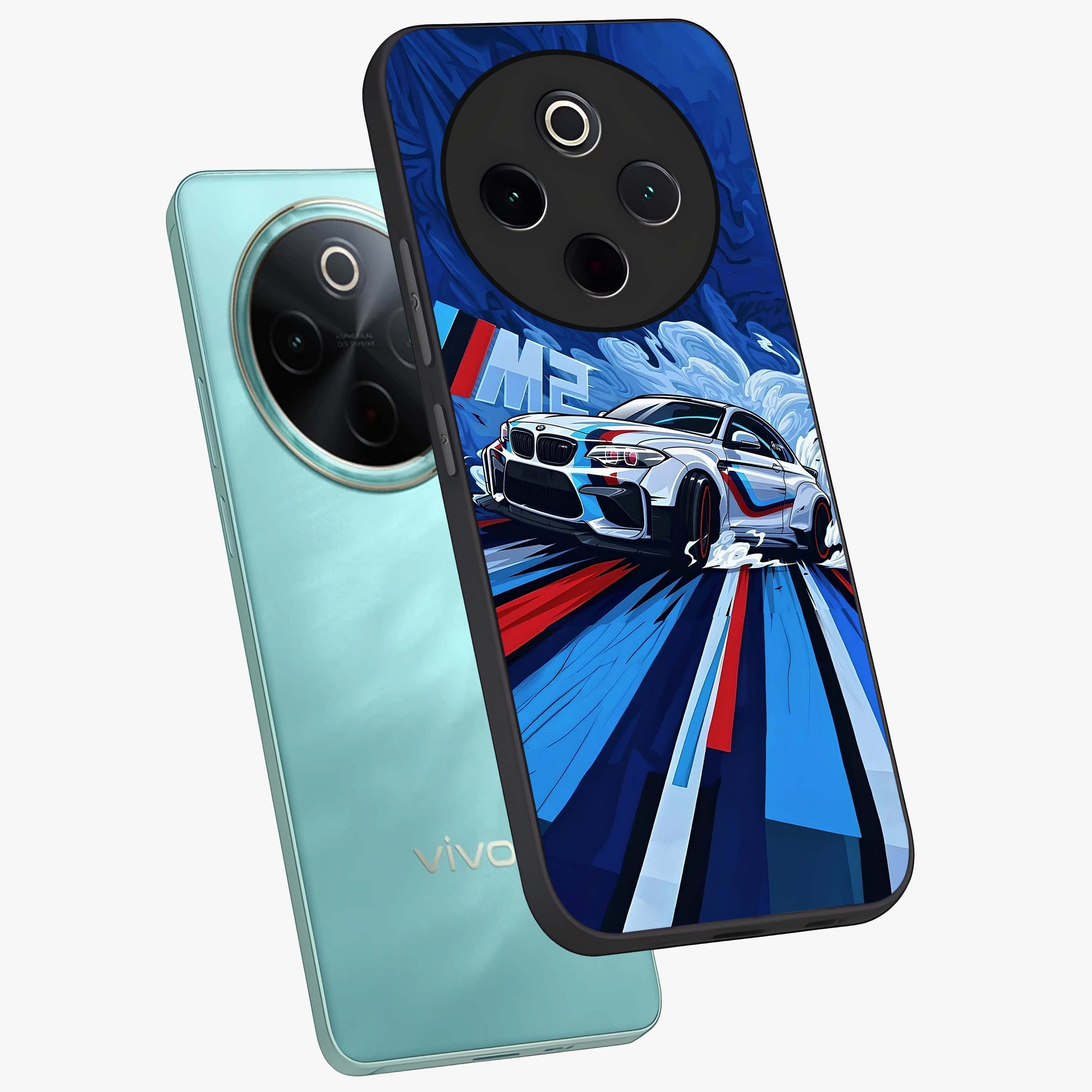Drift Power Rush Glass Case displayed in angled mockup highlighting powerful drift car design with sporty aesthetic style.
