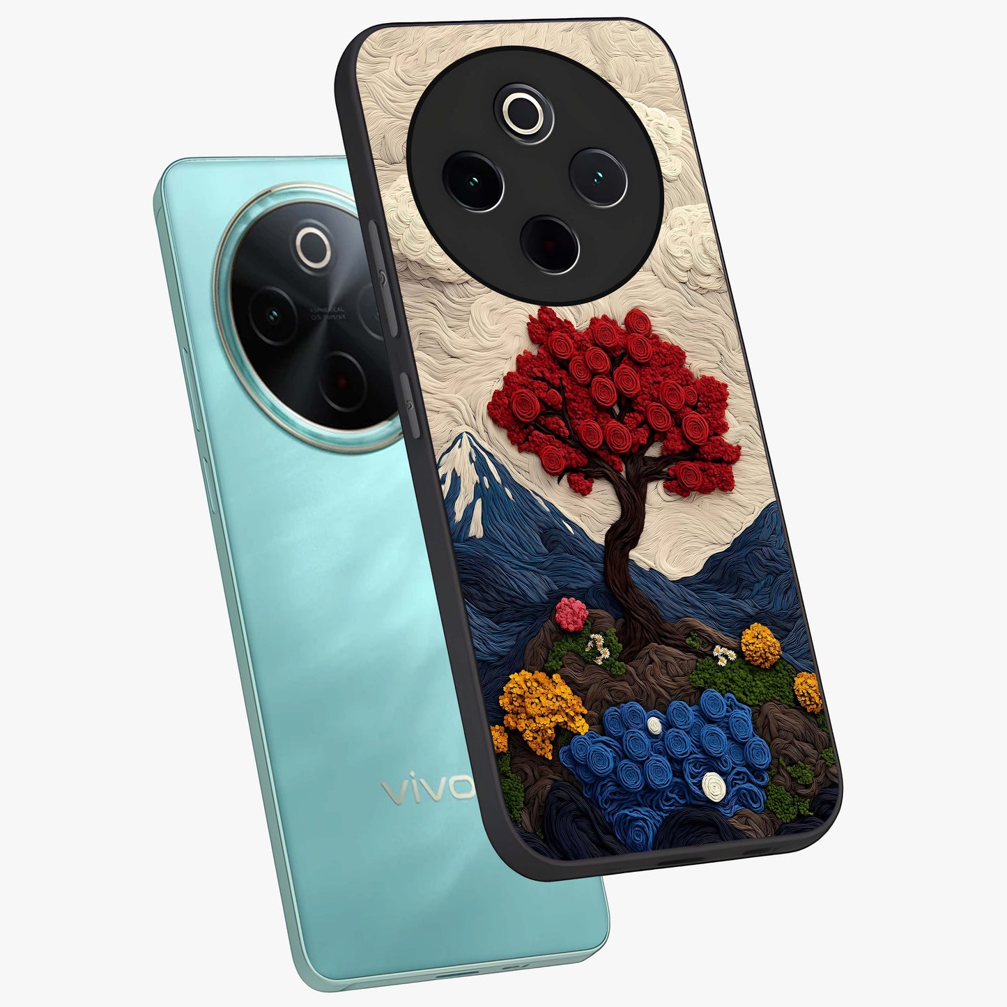 Eternal Nature Tapestry Glass Case displayed in angled mockup highlighting detailed botanical pattern with artistic aesthetic.
