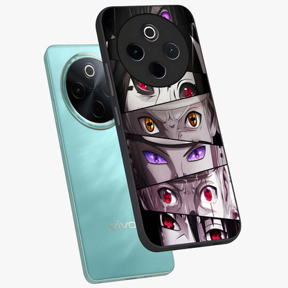 Eyes of Destiny Glass Case displayed in angled mockup highlighting bold eye illustration with mystical aesthetic style.