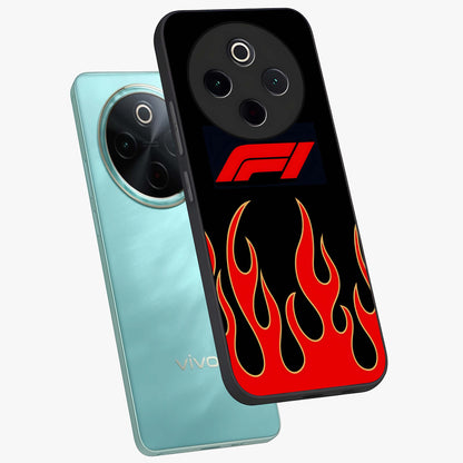 Fire F11 Glass Case displayed in angled mockup highlighting bold fire inspired graphic with energetic aesthetic style.