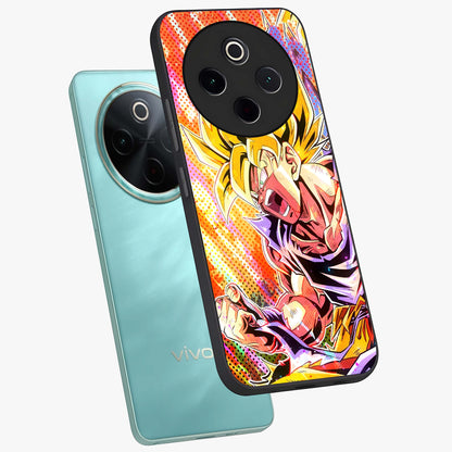 Firing Goku Glass Case displayed in angled mockup highlighting dynamic anime character design with action aesthetic.
