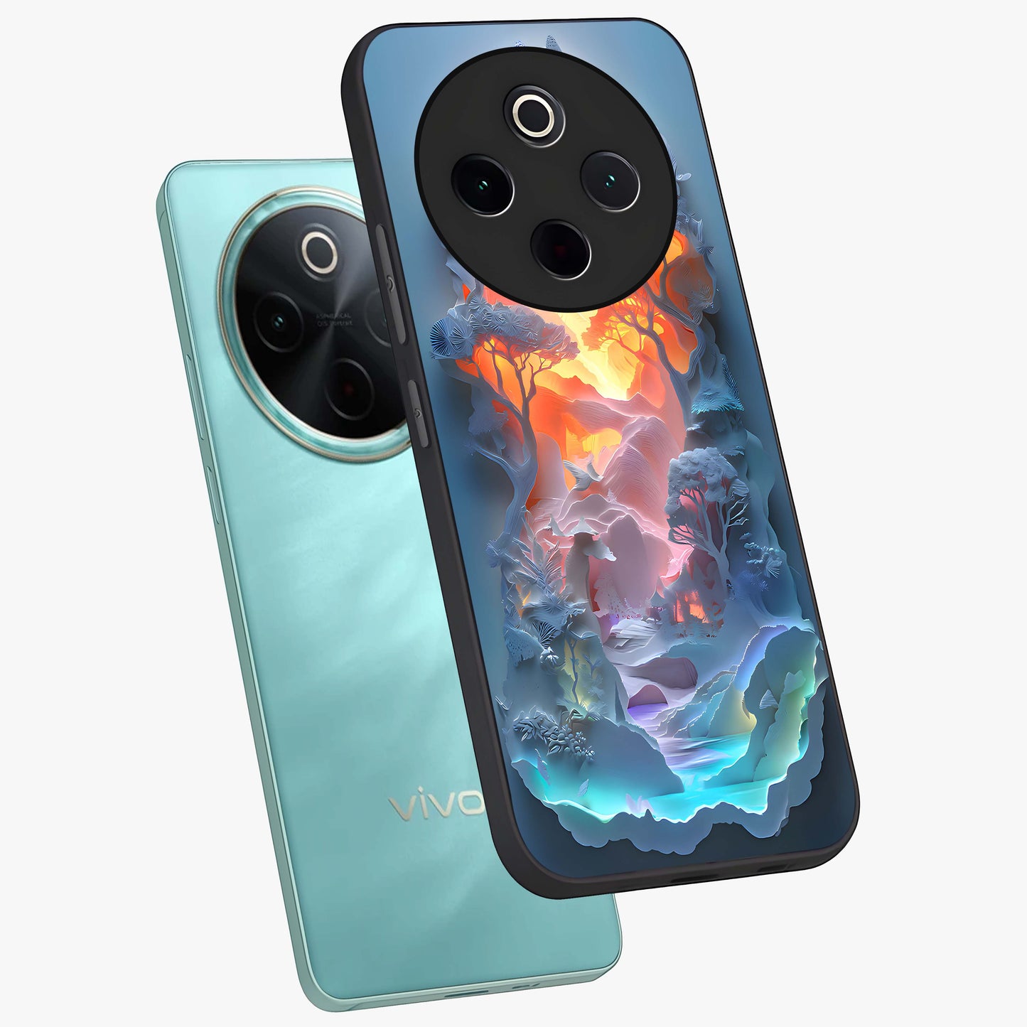 Glow Forest Portal Glass Case displayed in angled mockup highlighting mystical forest design with magical glowing aesthetic.