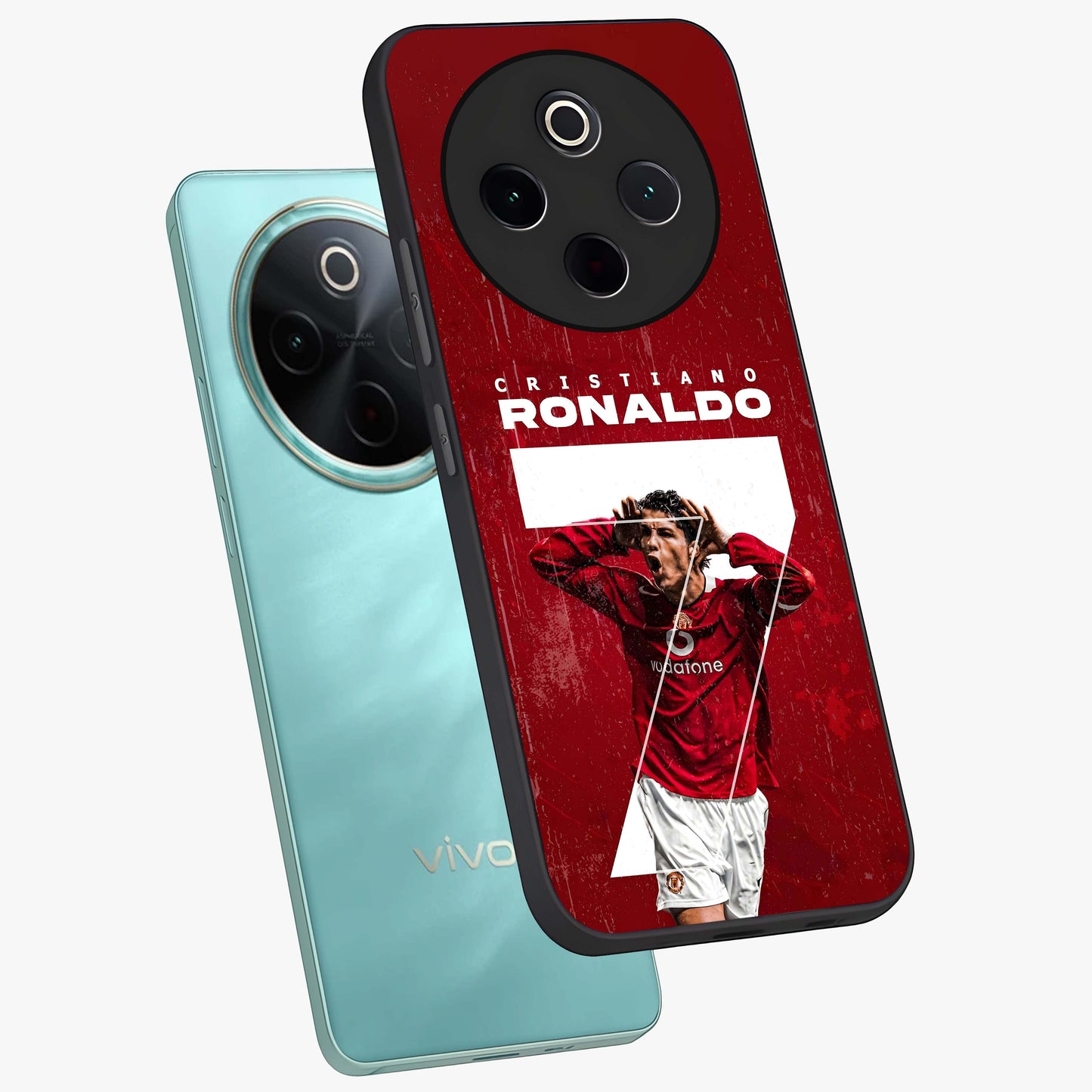 Goal Celebration Legacy Glass Case displayed in angled mockup highlighting energetic sports celebration design with bold athletic theme.
