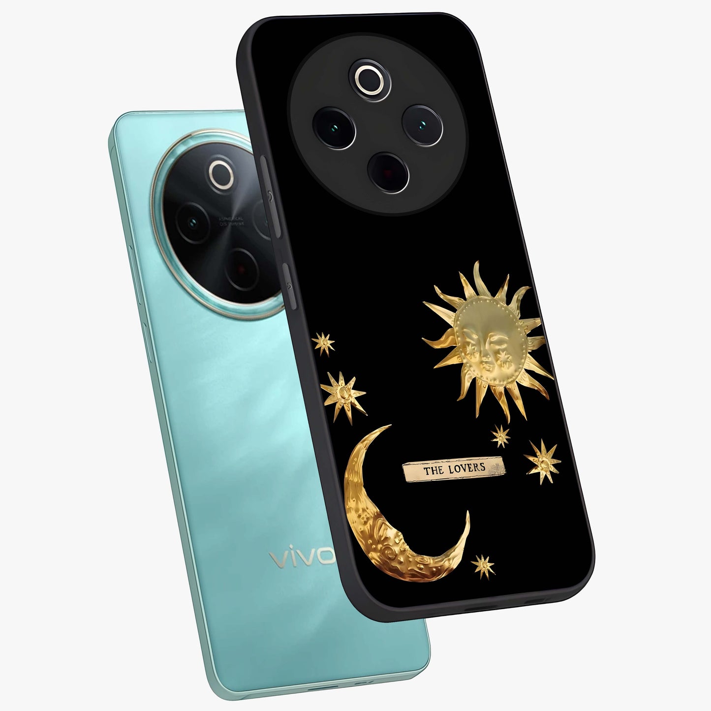 Gold Sun Blush Glass Case displayed in angled mockup highlighting radiant sun design with warm golden aesthetic.