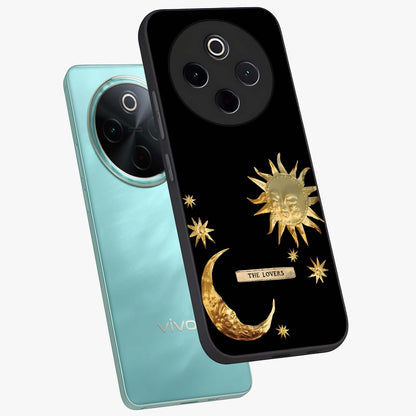 Gold Sun Blush Glass Case displayed in angled mockup highlighting radiant sun design with warm golden aesthetic.