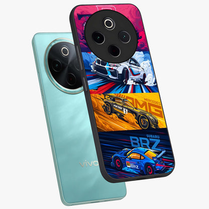 JDM Sports Car Glass Case displayed in angled mockup highlighting sleek Japanese racing car design with automotive aesthetic.