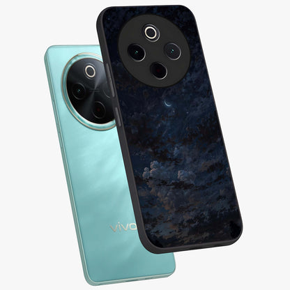 Lunar Veil Silence Glass Case displayed in angled mockup highlighting soft lunar design with peaceful celestial aesthetic.