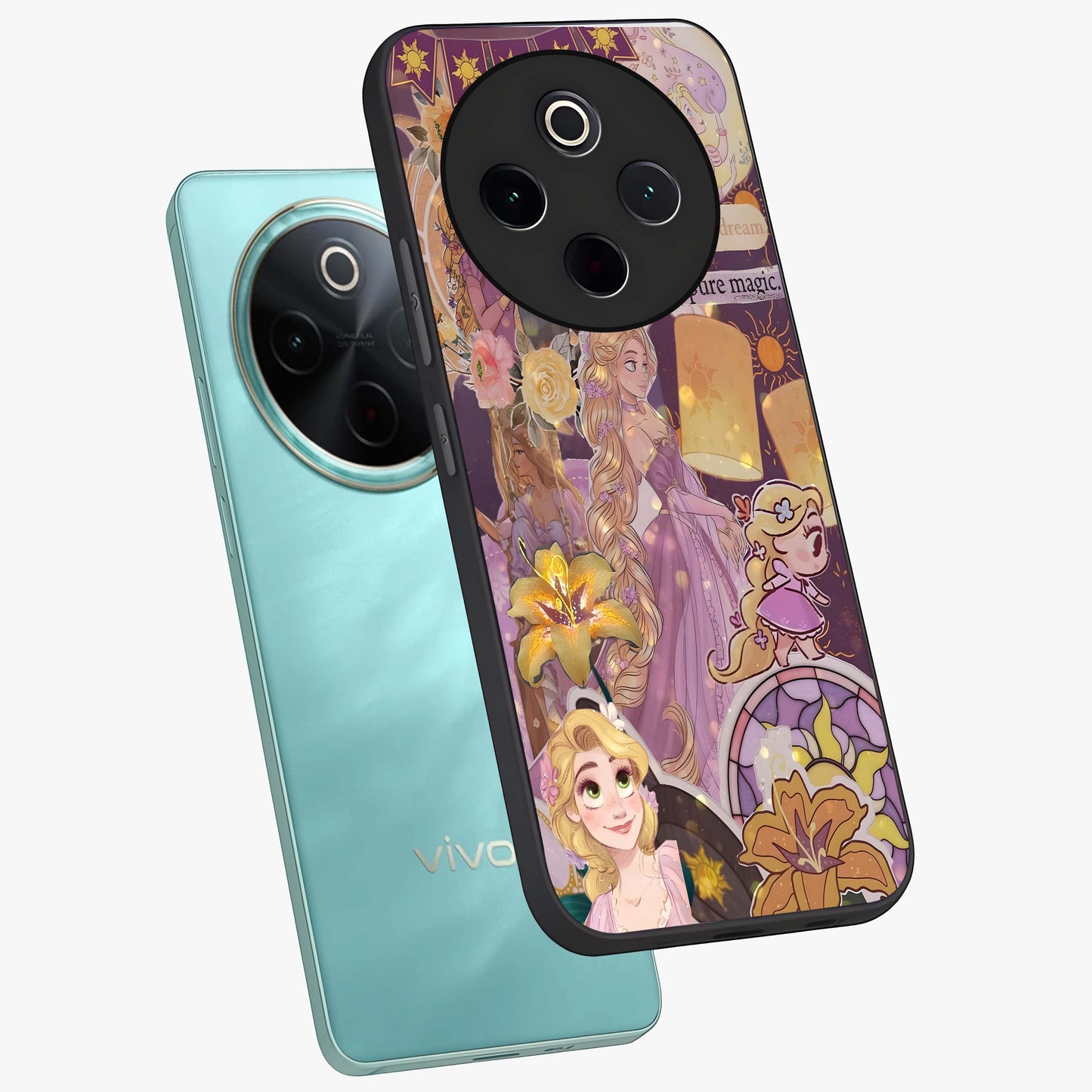Magical Tangled Dream Glass Case displayed in angled mockup highlighting whimsical fantasy design with magical aesthetic.