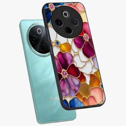 Marble Flower Pattern Glass Case displayed in angled mockup highlighting elegant marble floral design with modern aesthetic.