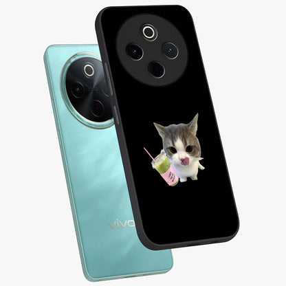 Matcha Cat Style Glass Case displayed in angled mockup highlighting playful feline design with pastel matcha aesthetic.
