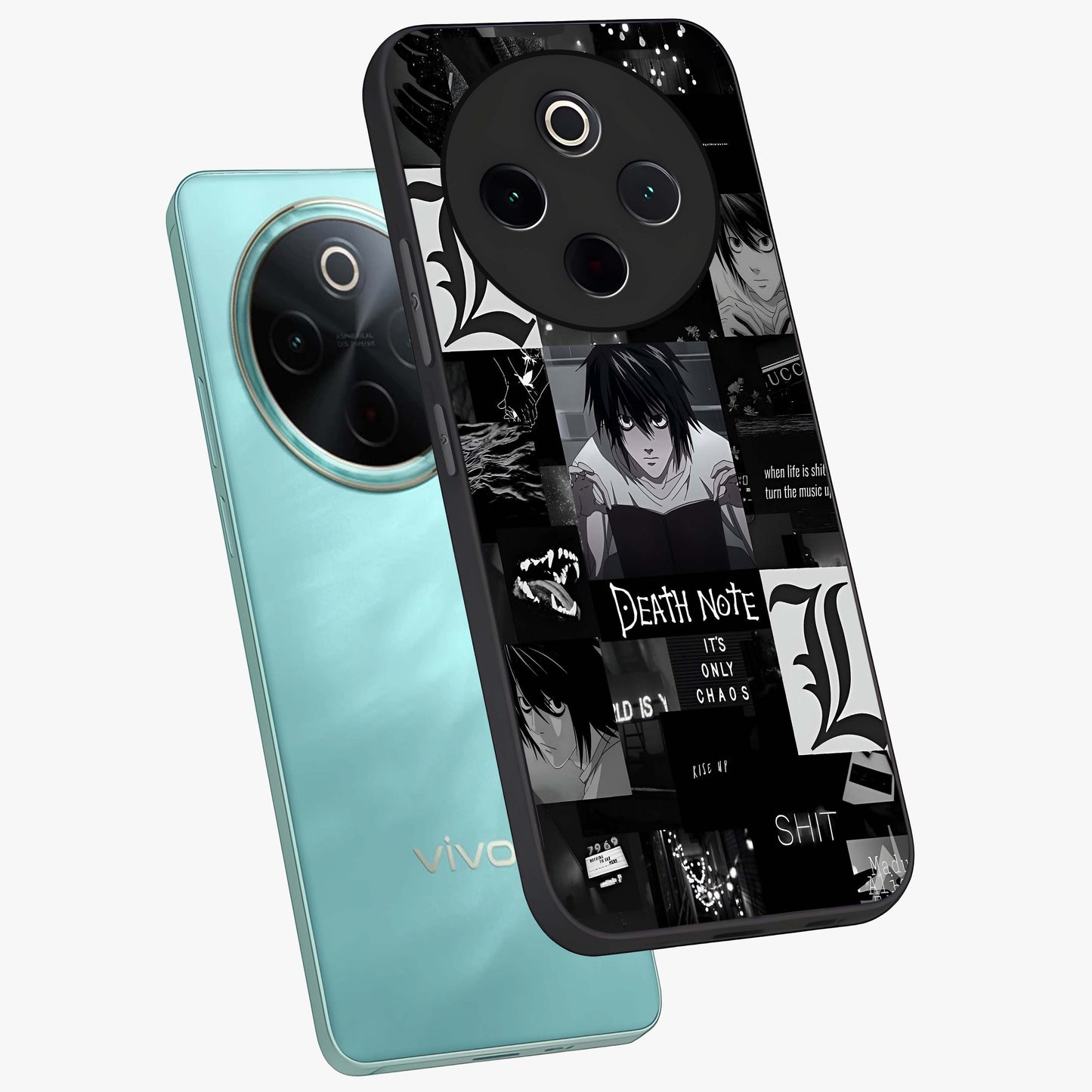 Midnight Chaos Mind Glass Case displayed in angled mockup highlighting chaotic artistic design with dramatic midnight aesthetic.