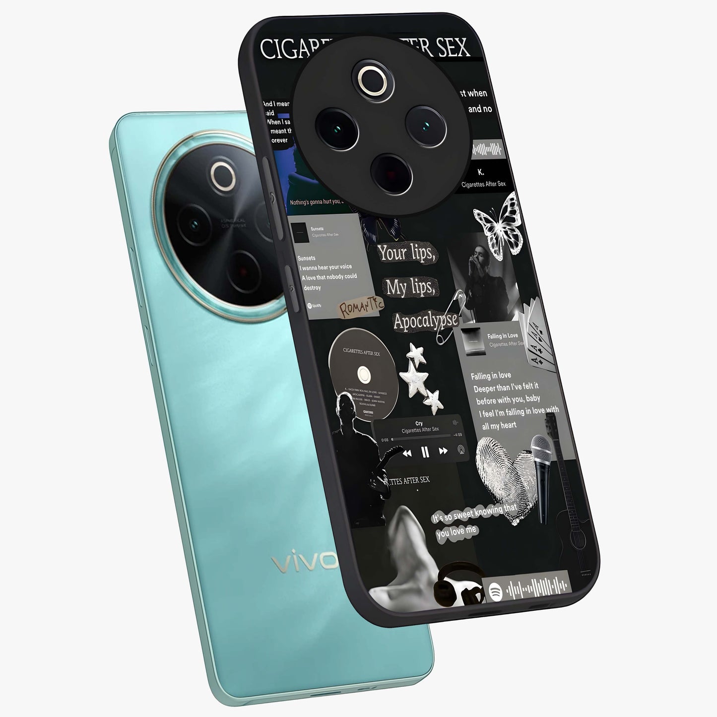 Midnight Love Echo Glass Case displayed in angled mockup highlighting elegant love inspired design with deep aesthetic style.