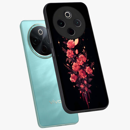 Moonlit Floral Elegance Glass Case displayed in angled mockup highlighting graceful flower design with soft moonlight aesthetic.