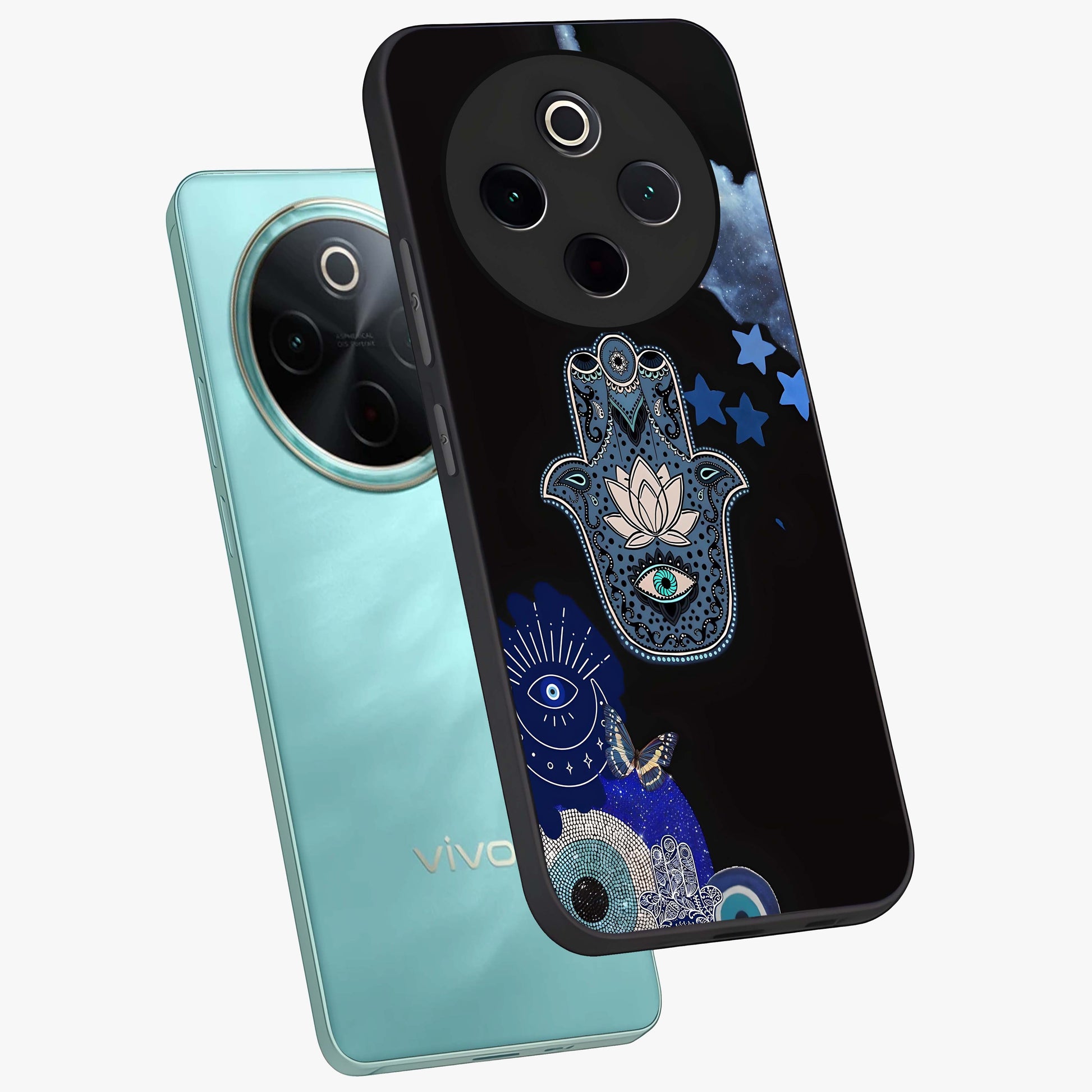 Mystic Hand Aura Glass Case displayed in angled mockup highlighting magical aura design with spiritual aesthetic style.