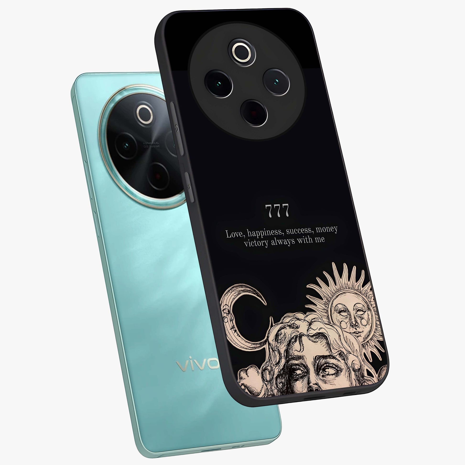Mystic Victory Aura Glass Case displayed in angled mockup highlighting energetic aura design with bold mystical aesthetic.