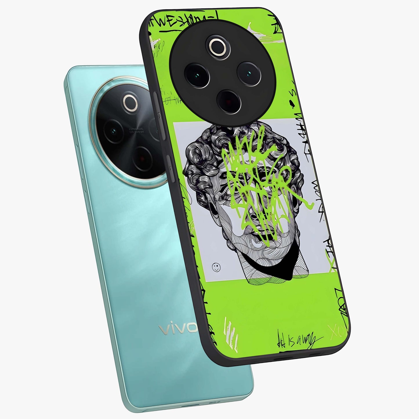 Neo Graffiti Rebellion Glass Case displayed in angled mockup highlighting urban street art design with rebellious aesthetic.