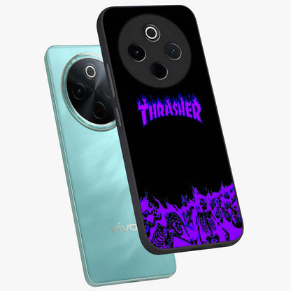Neon Flame Riot Glass Case displayed in angled mockup highlighting glowing flame design with vibrant neon aesthetic.