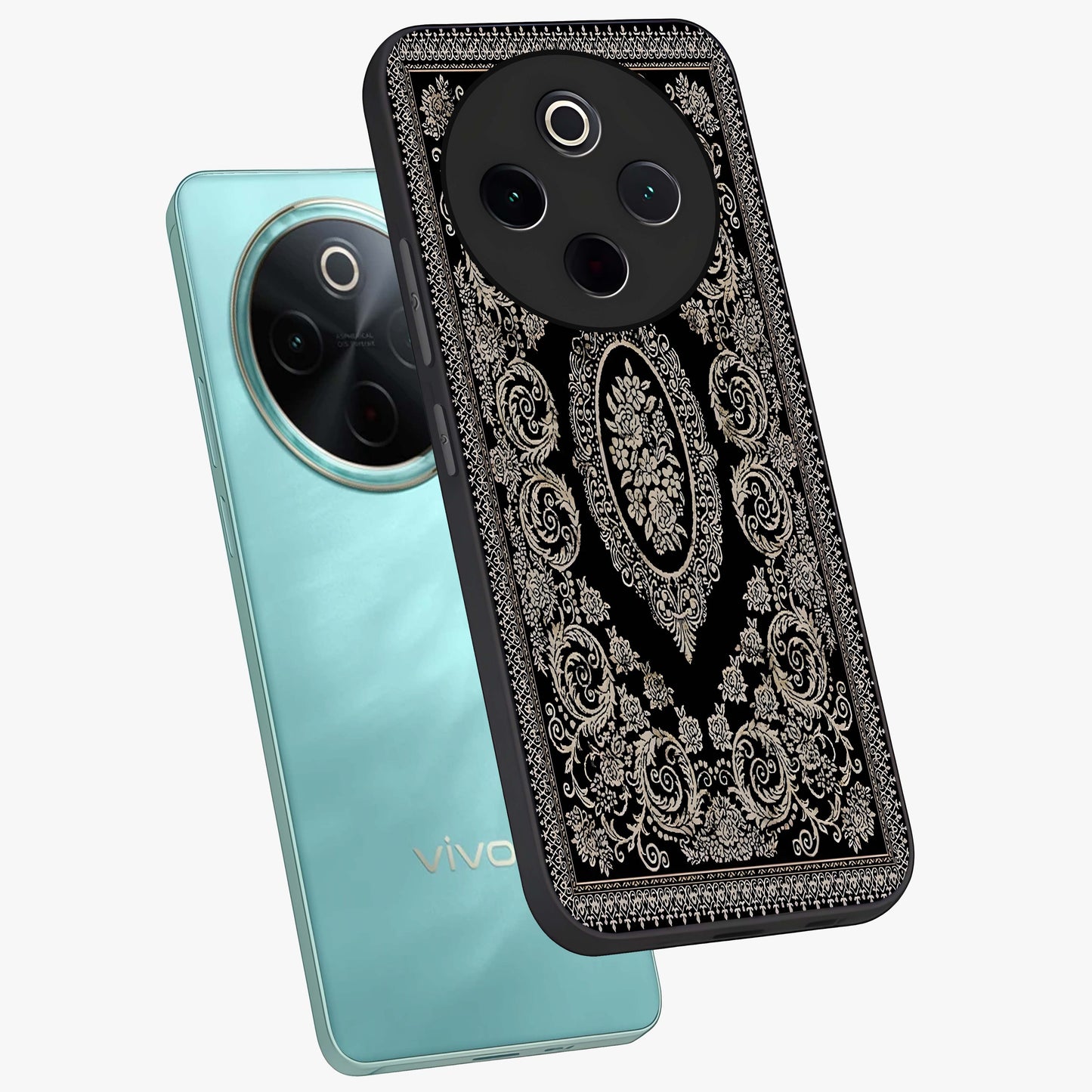 Noir Bloom Elegance Glass Case displayed in angled mockup highlighting refined flower design with stylish noir aesthetic.