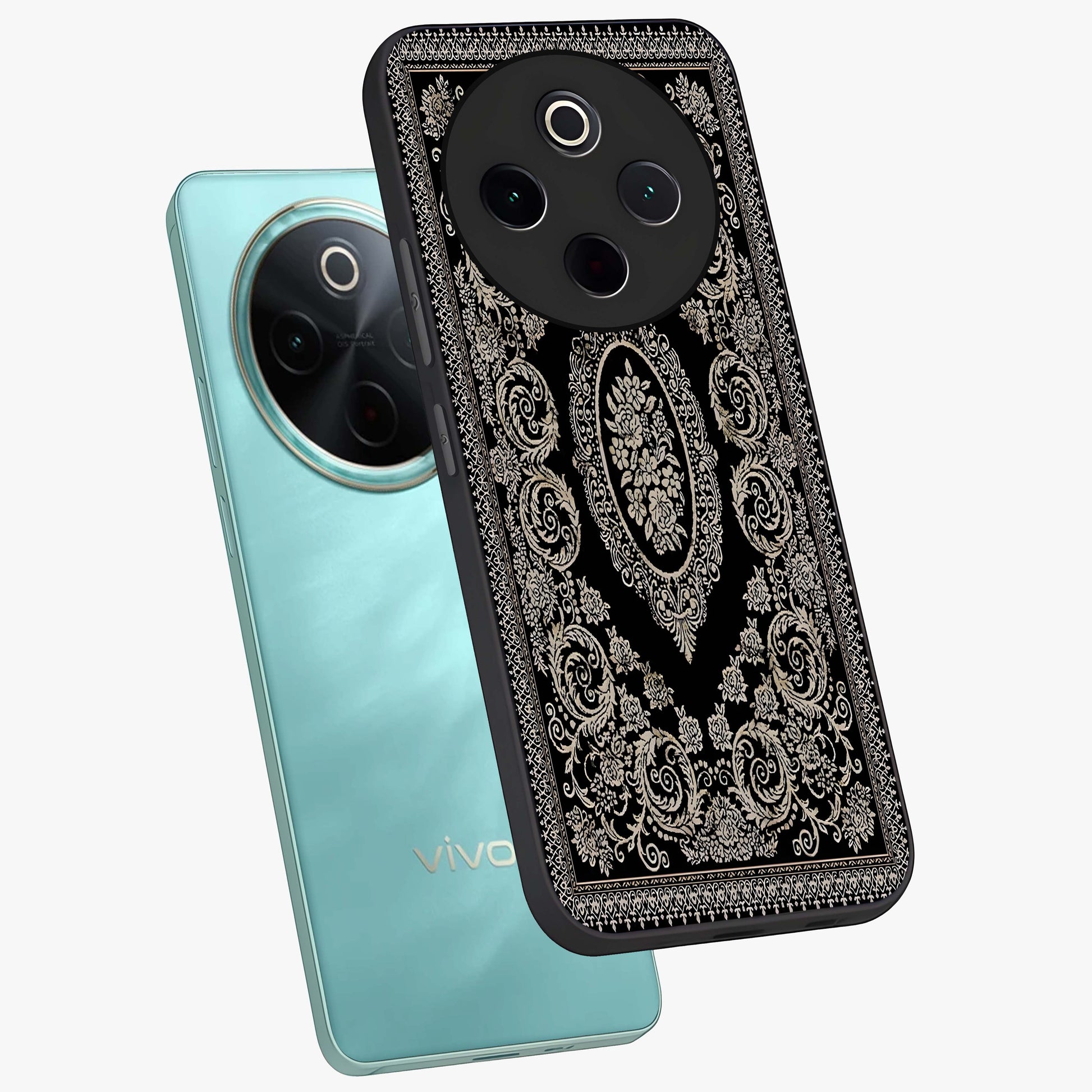 Noir Bloom Elegance Glass Case displayed in angled mockup highlighting refined flower design with stylish noir aesthetic.